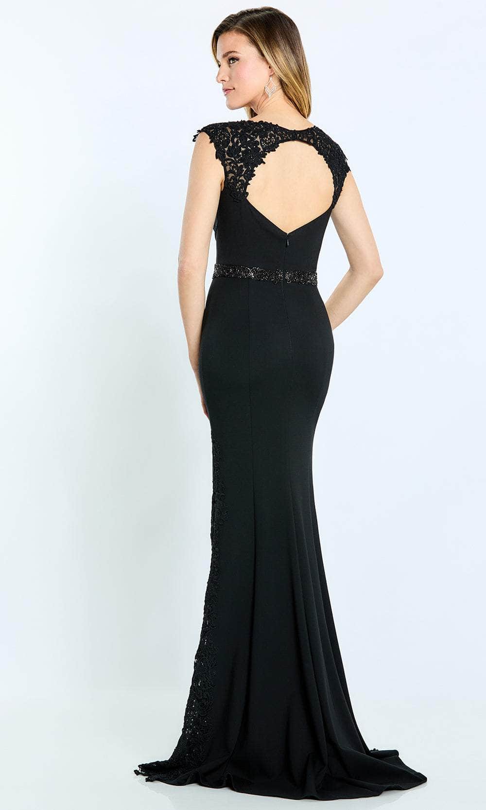 V-Neck Cap Sleeve Long Dress