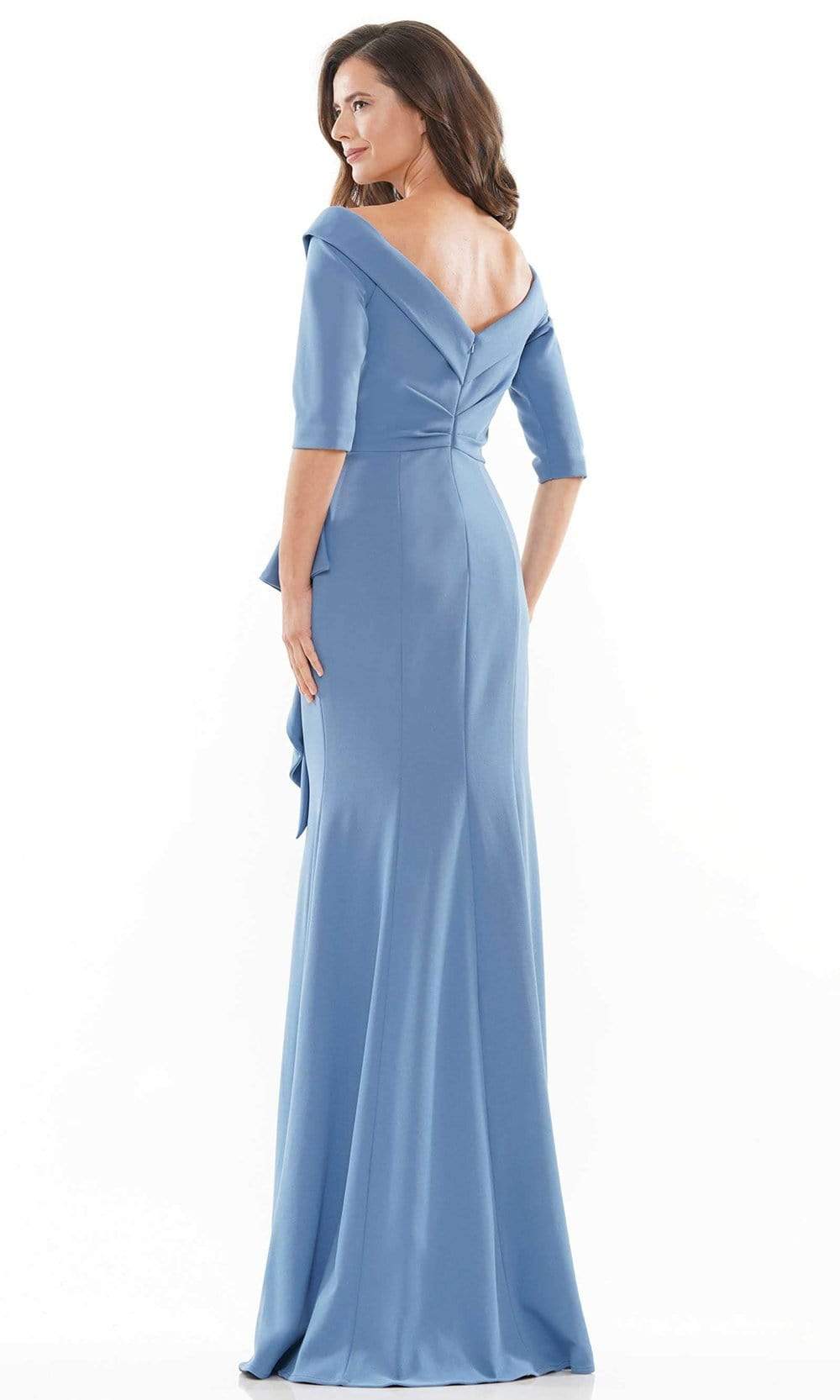 RD2733 Quarter Sleeve Brooch Drape Gown