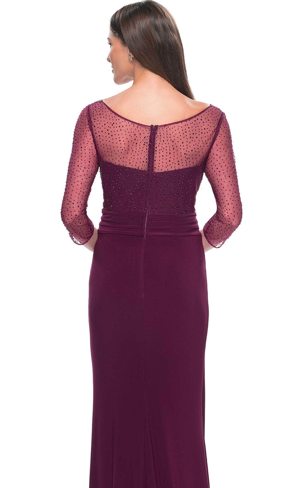 Illusion V-Neck Rhinestone Formal Dress