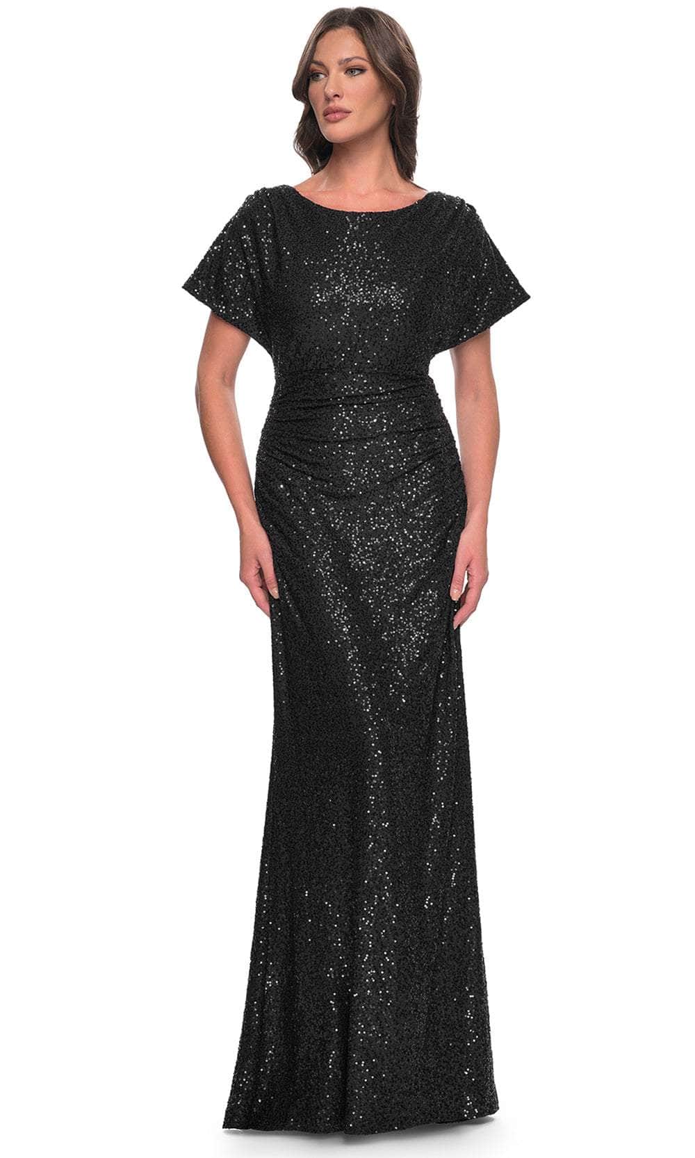 Dolman Sleeve Sequin Evening Dress
