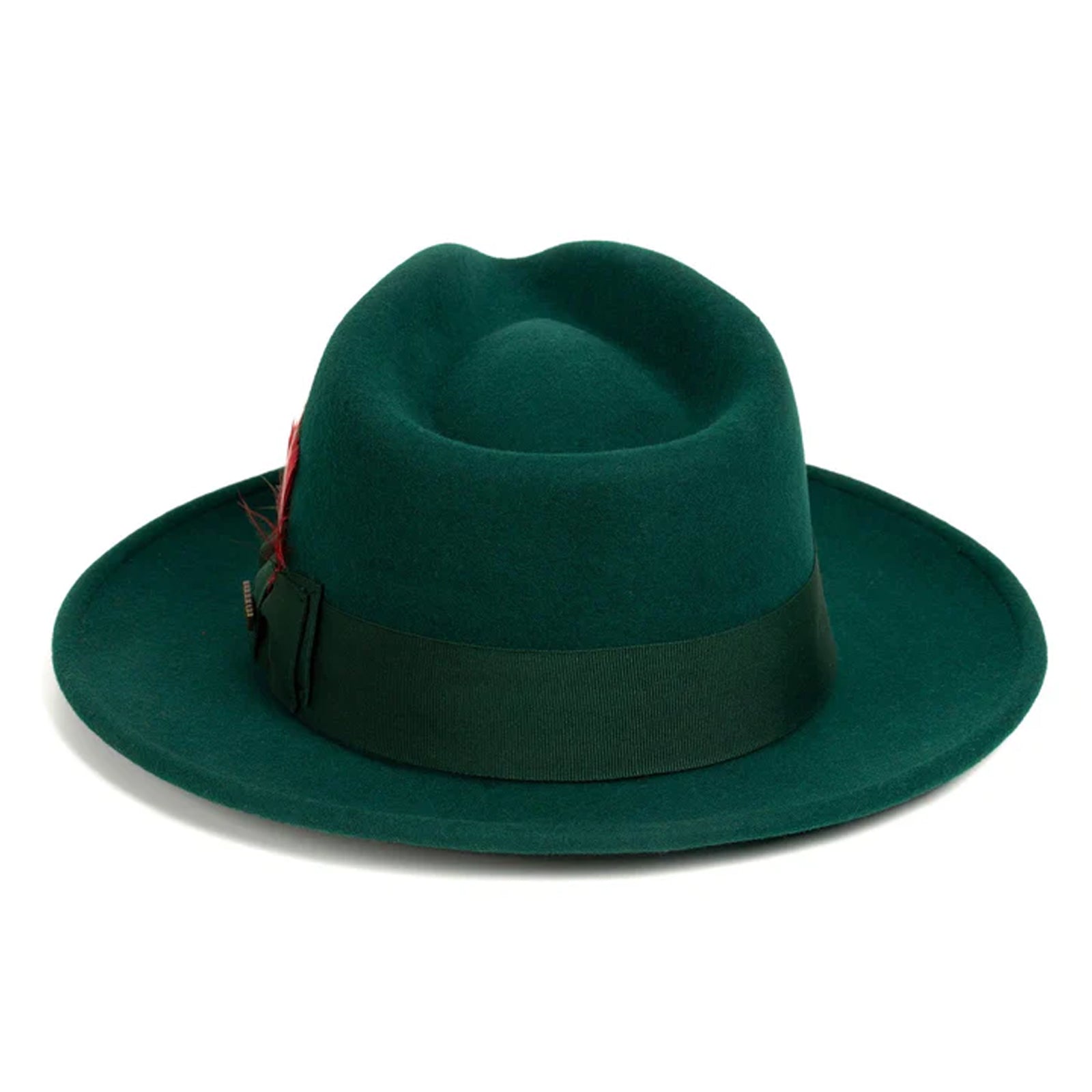 Mens Classic Wool Fedora Dress Hat in Hunter Green