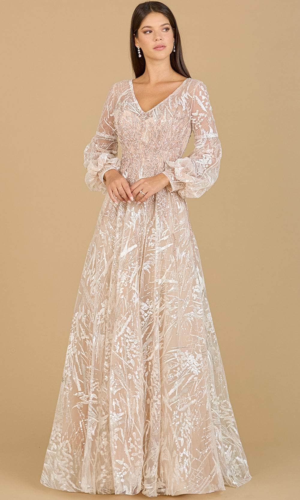 Bishop Sleeve Lace Evening Gown