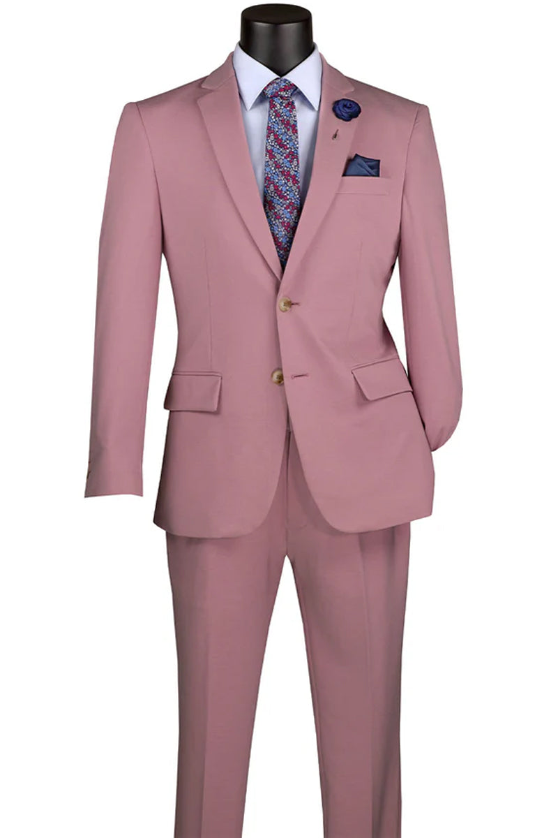 Men’s Basic Slim Fit Ultra Stretch Wedding Suit in Pink