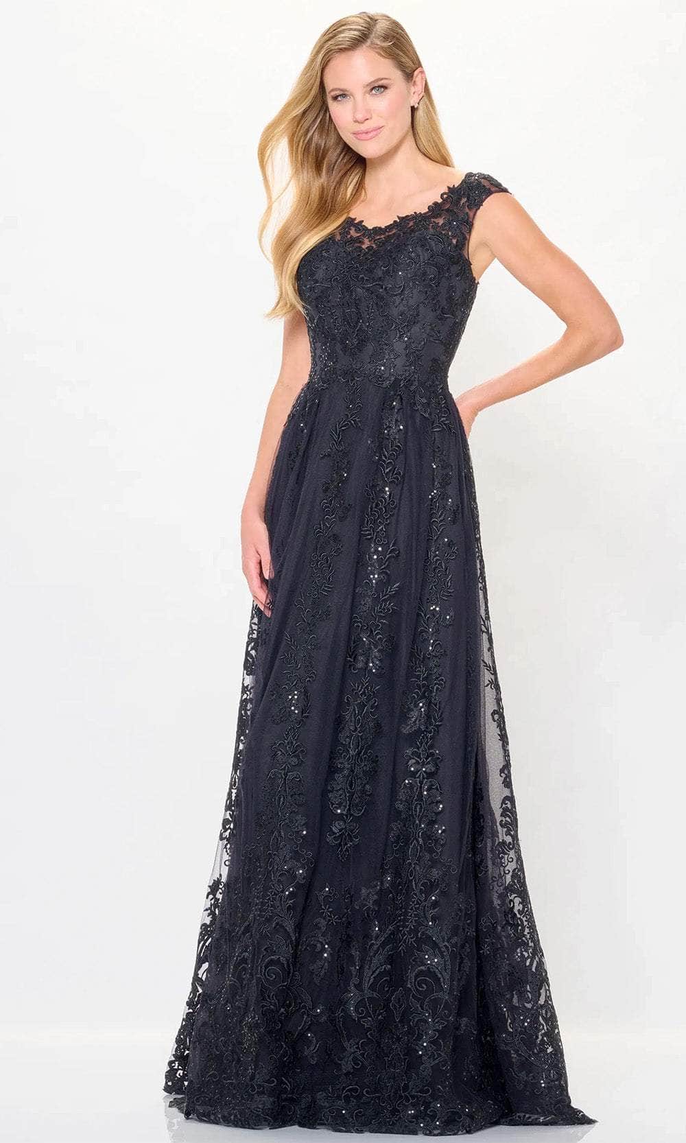 Cap Sleeve Lace Evening Dress