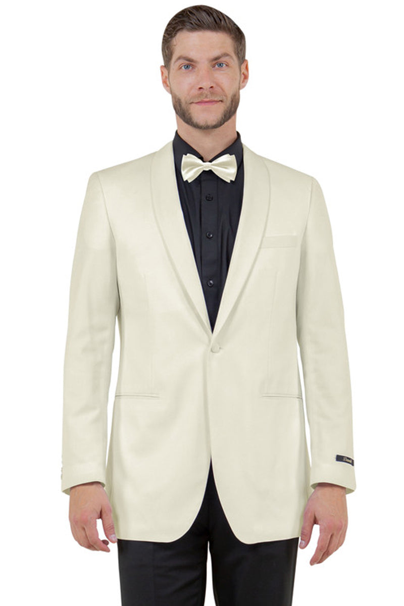 Men’s One Button Shawl Dinner Jacket in Ivory Off White