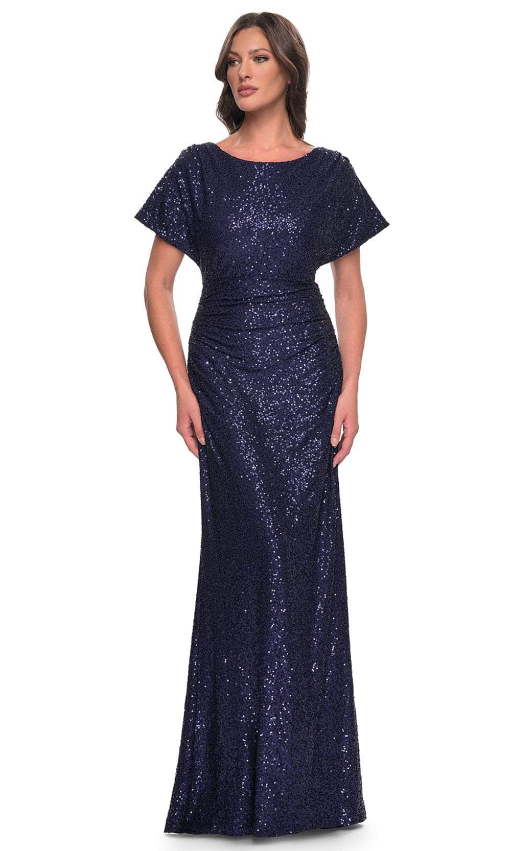 Dolman Sleeve Sequin Evening Dress
