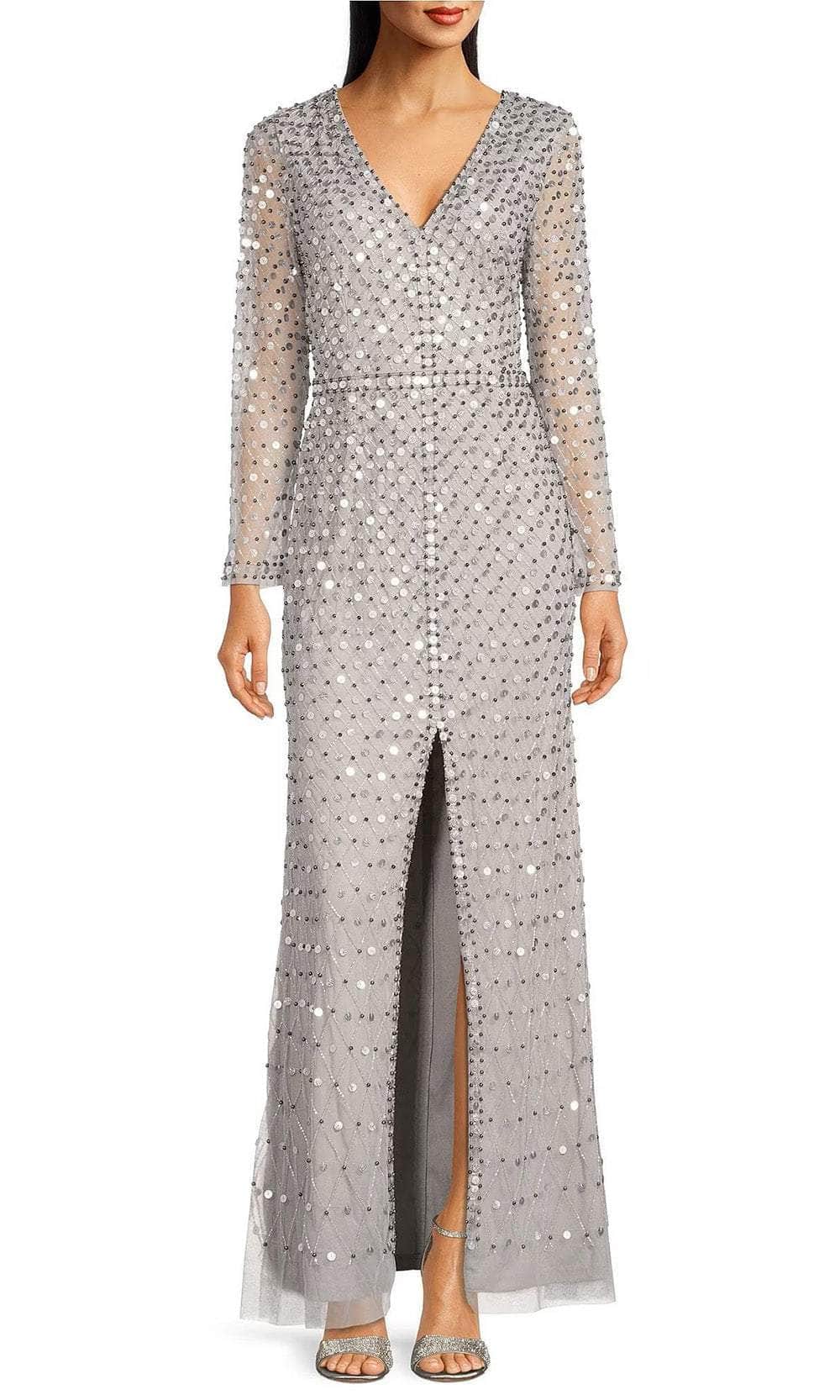 Embellished V-Neck Evening Dress