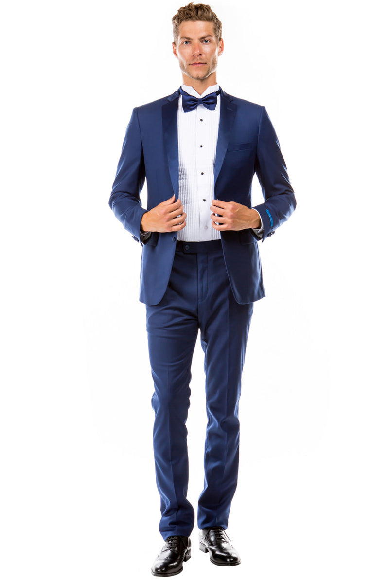 Men’s Two Button Slim Fit Wedding & Prom Tuxedo in Indigo Blue