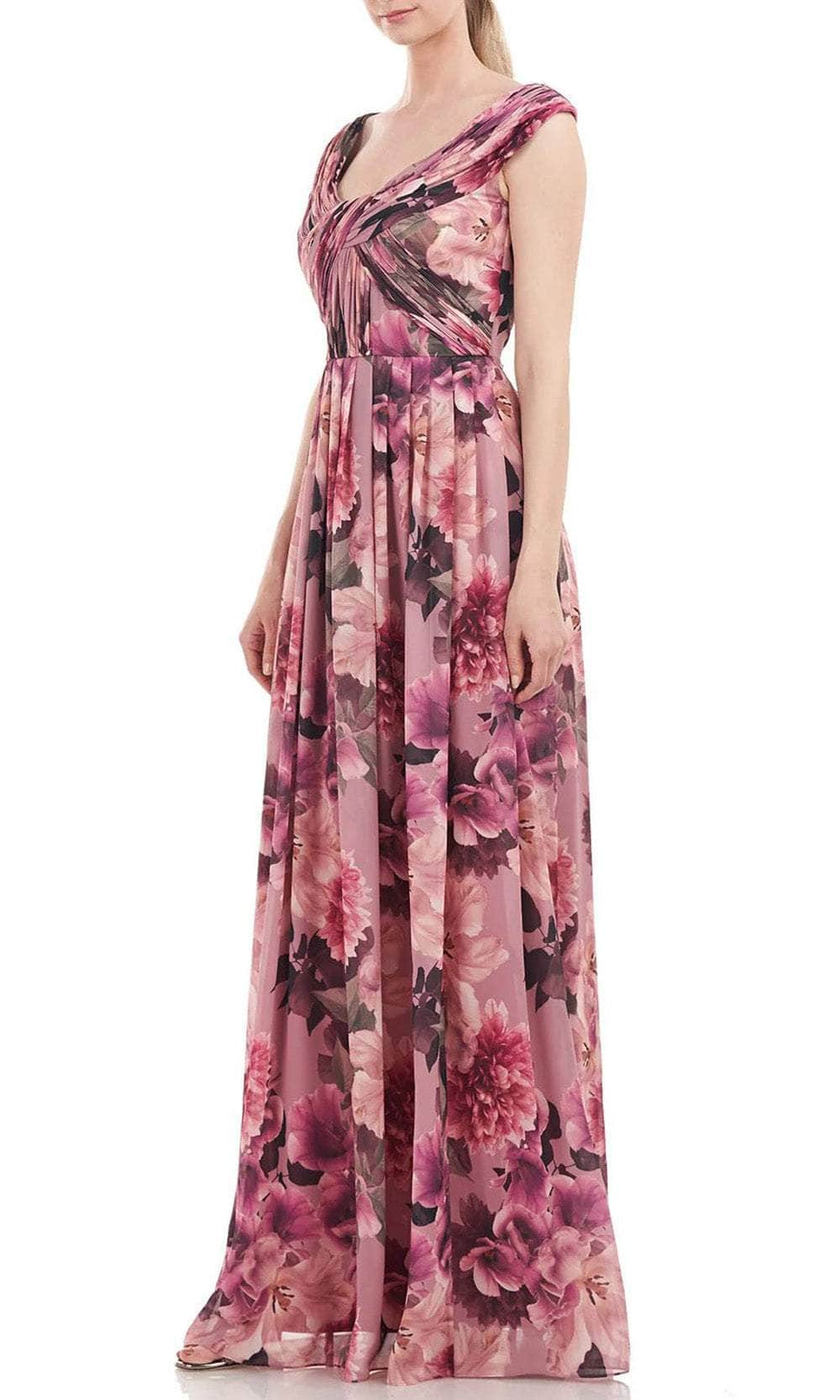 Scoop Neck Printed Evening Dress