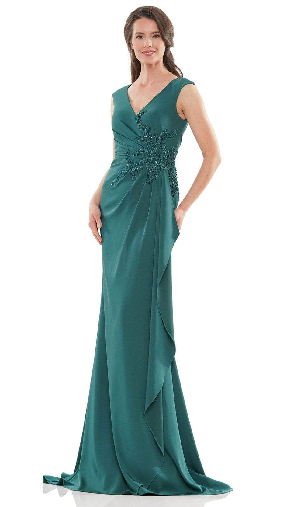 Embroidered Drape Evening Dress MV1148