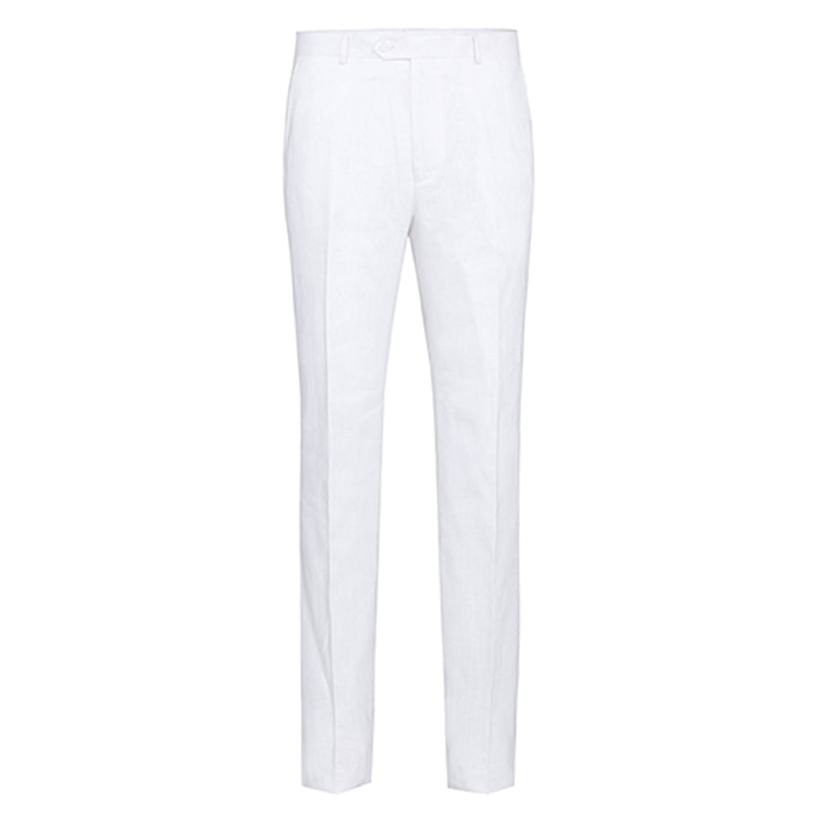 Mens Basic Two Button Classic Fit Linen Summer Suit in White