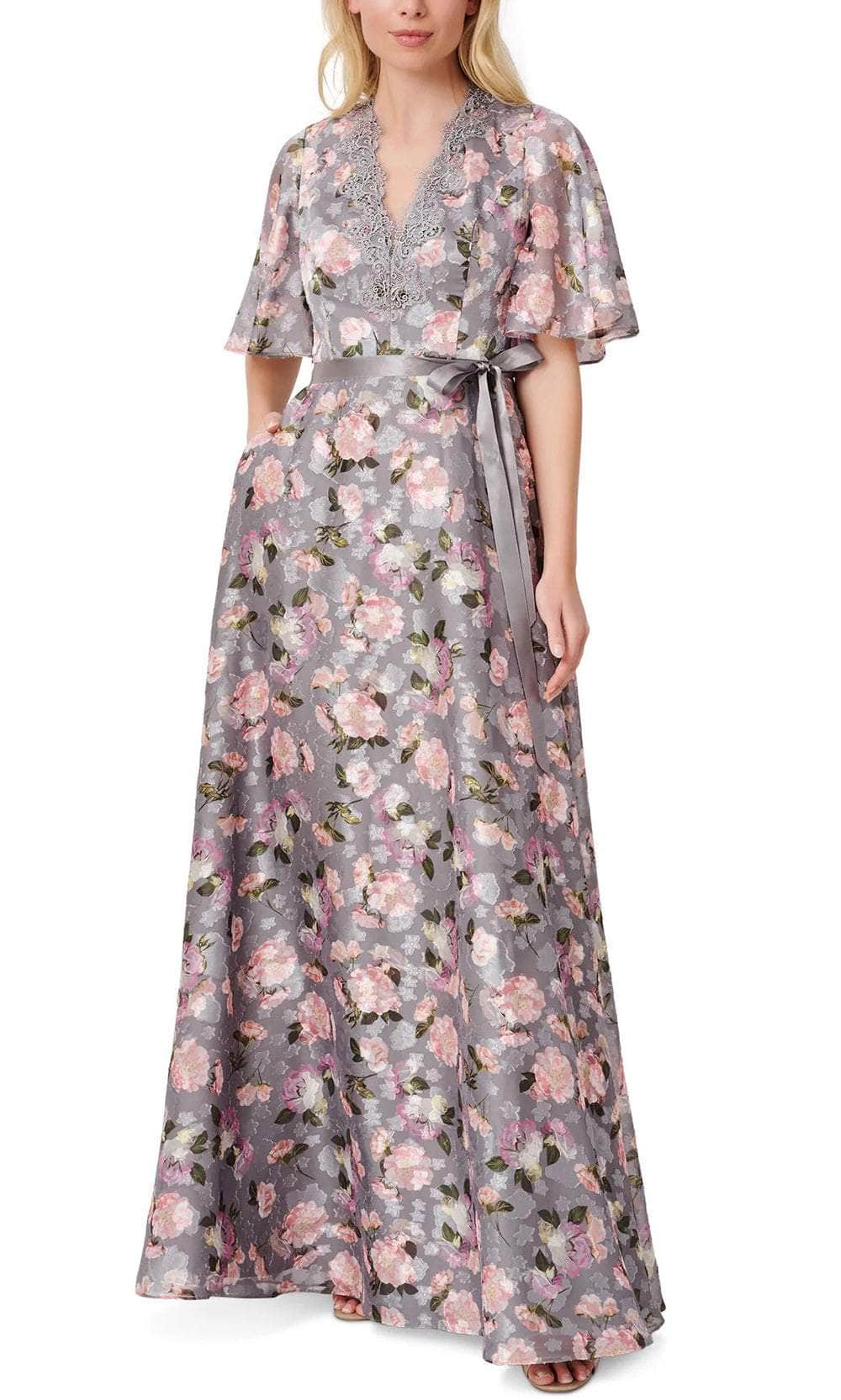 Flutter Sleeve Floral Long Dress