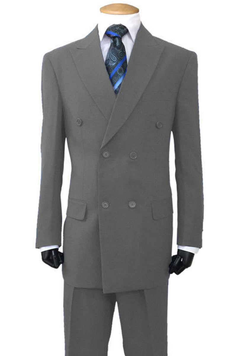 Mens Classic Fit Double Breasted Poplin Suit in Grey