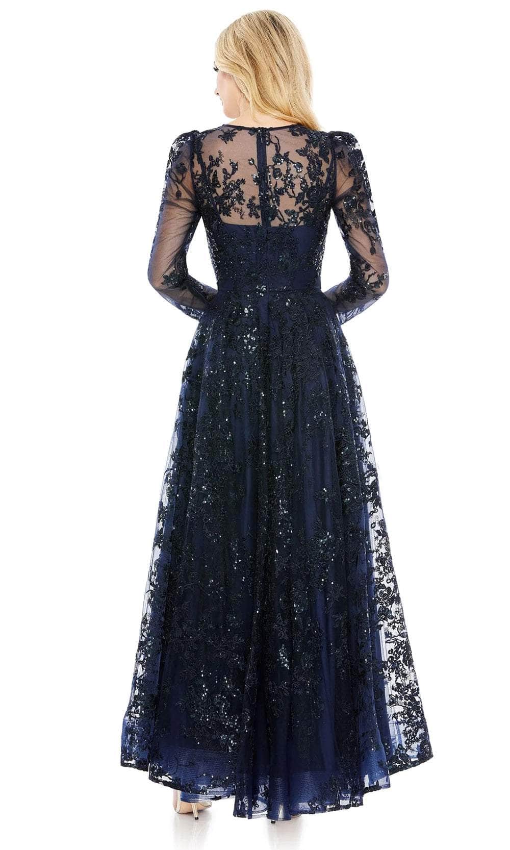 Embroidered Jewel Neck Long Dress