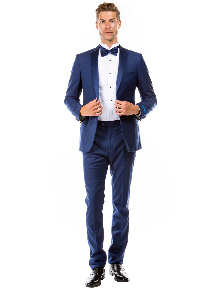 Men’s Slim Fit Two Button Notch Lapel Wedding Tuxedo in Indigo Blue