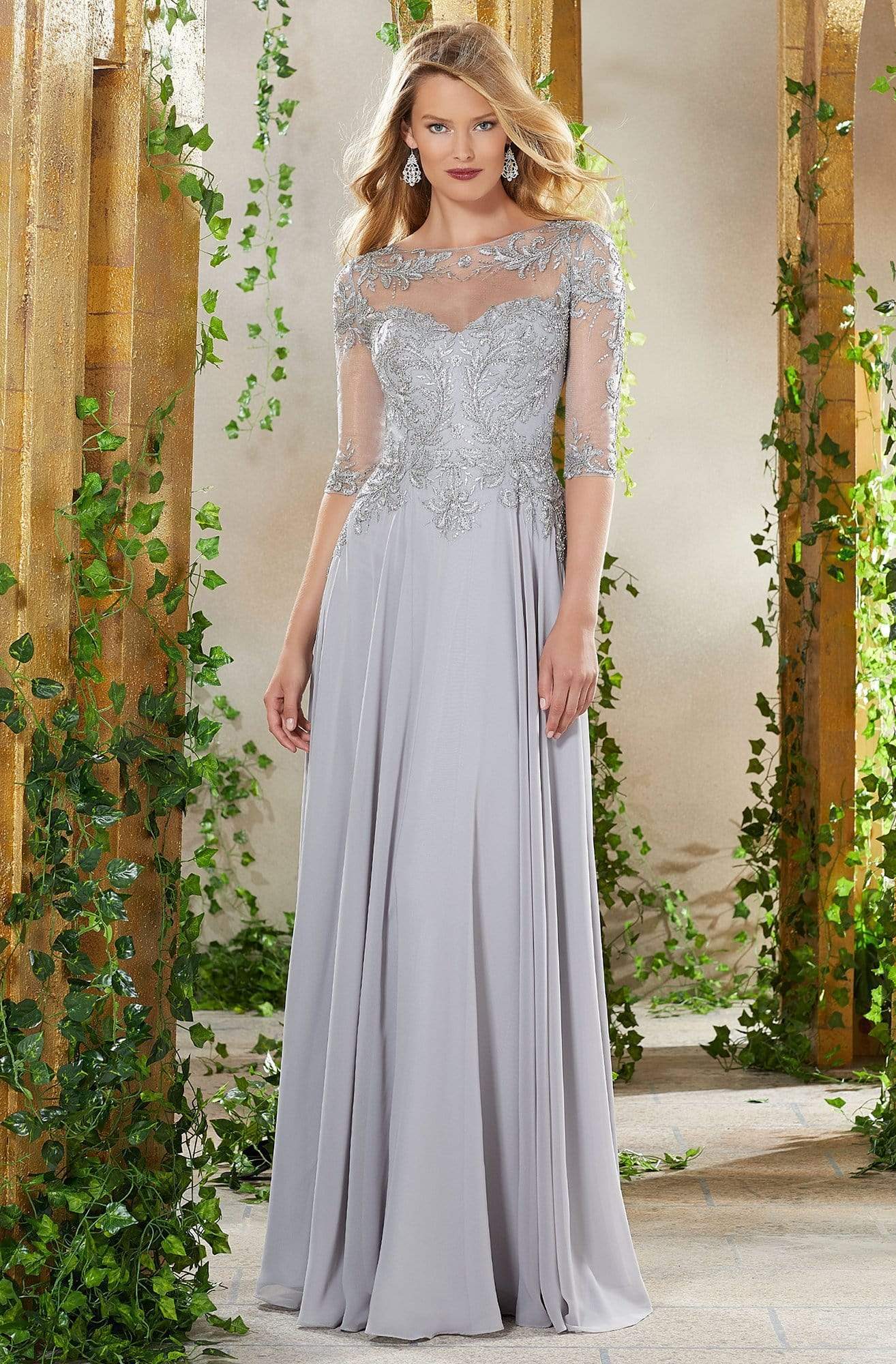 71908 Bead Embroidered Chiffon A-line Gown