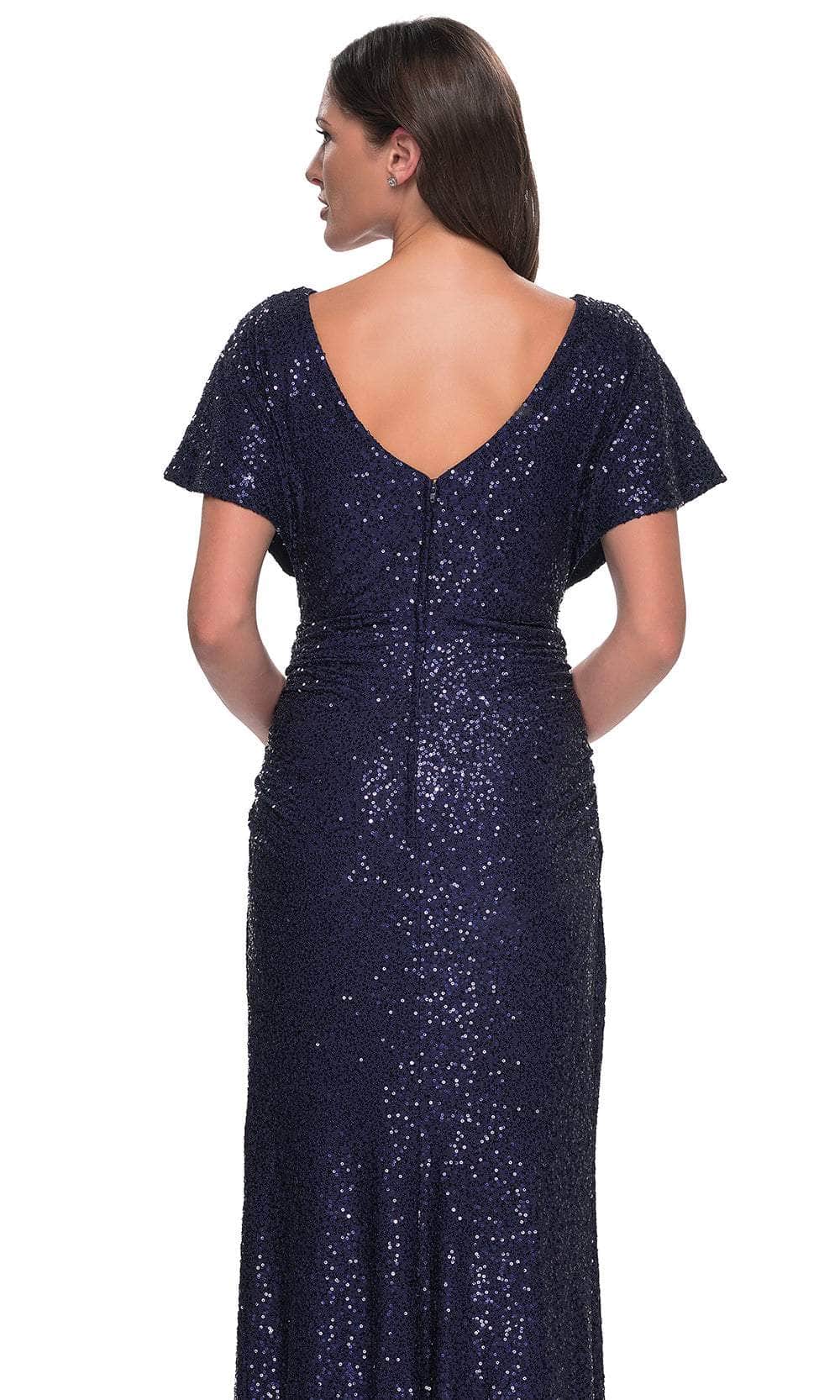 Dolman Sleeve Sequin Evening Dress
