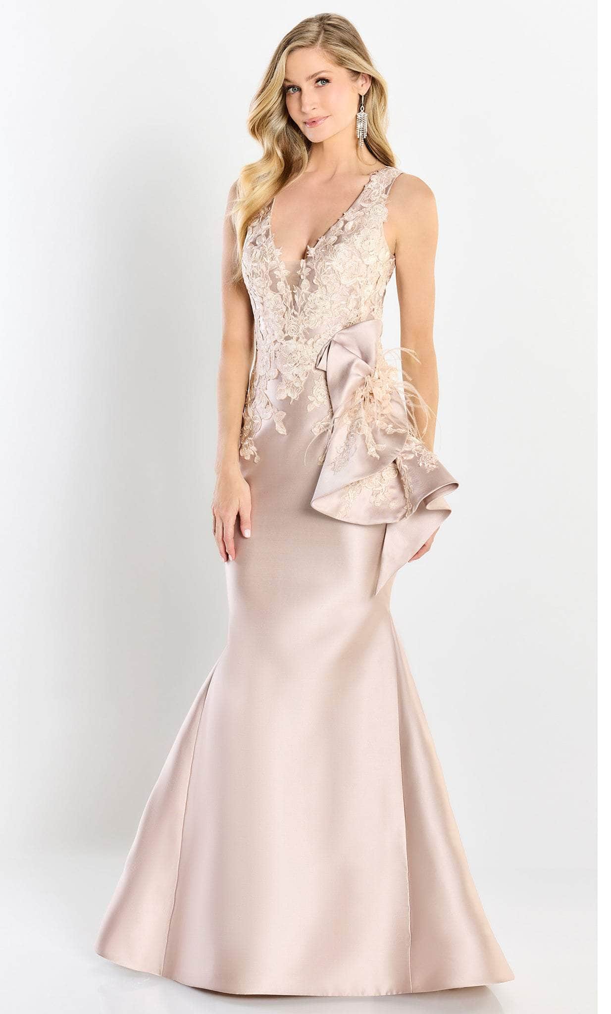 Satin Embroidered Mermaid Gown