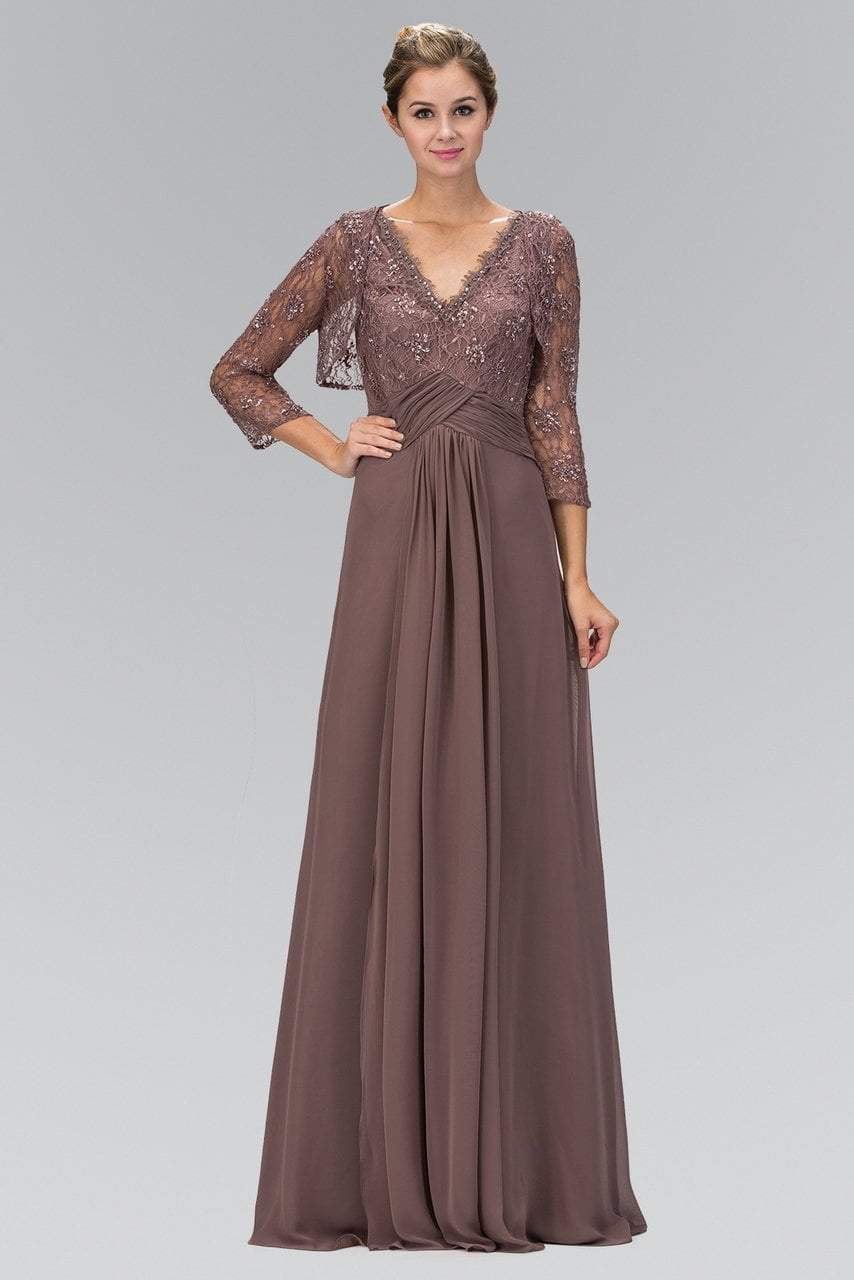 GL1397 Lace V-Neck A-Line Gown with Bolero