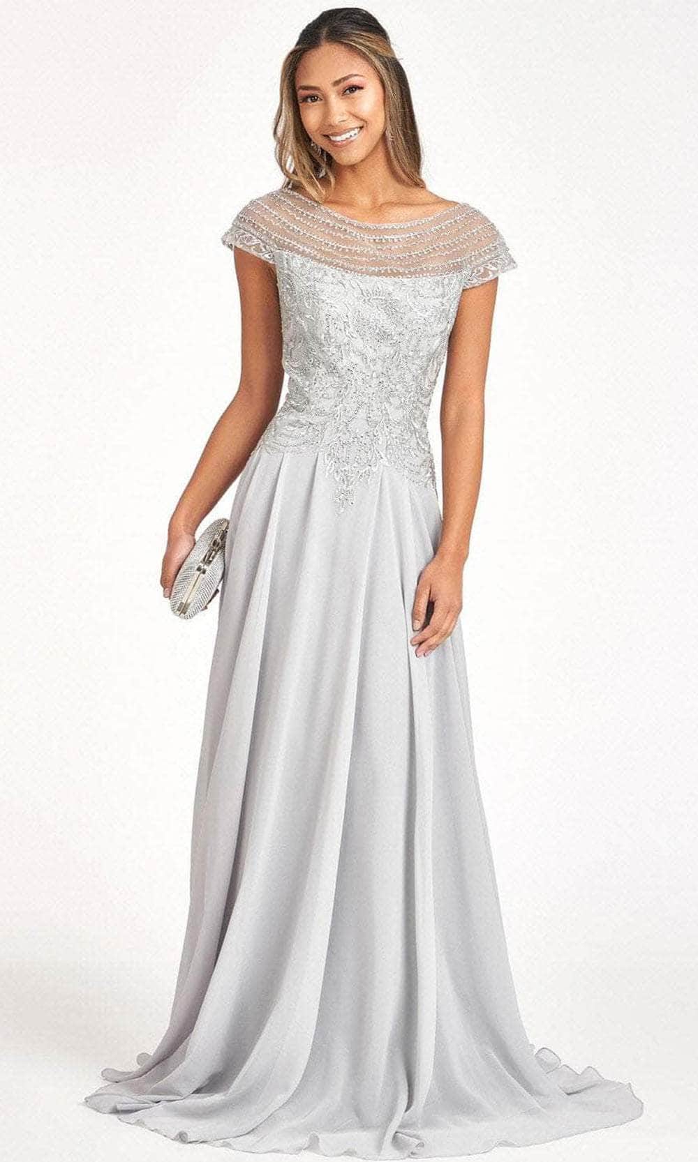 Embroidered Scoop Formal Gown