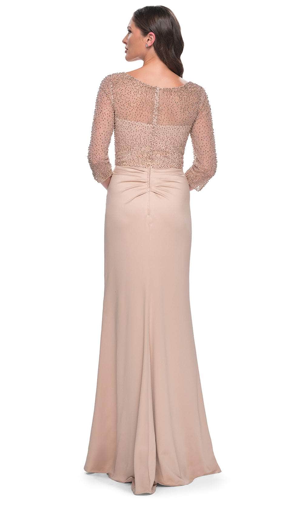Illusion Satin Evening Gown