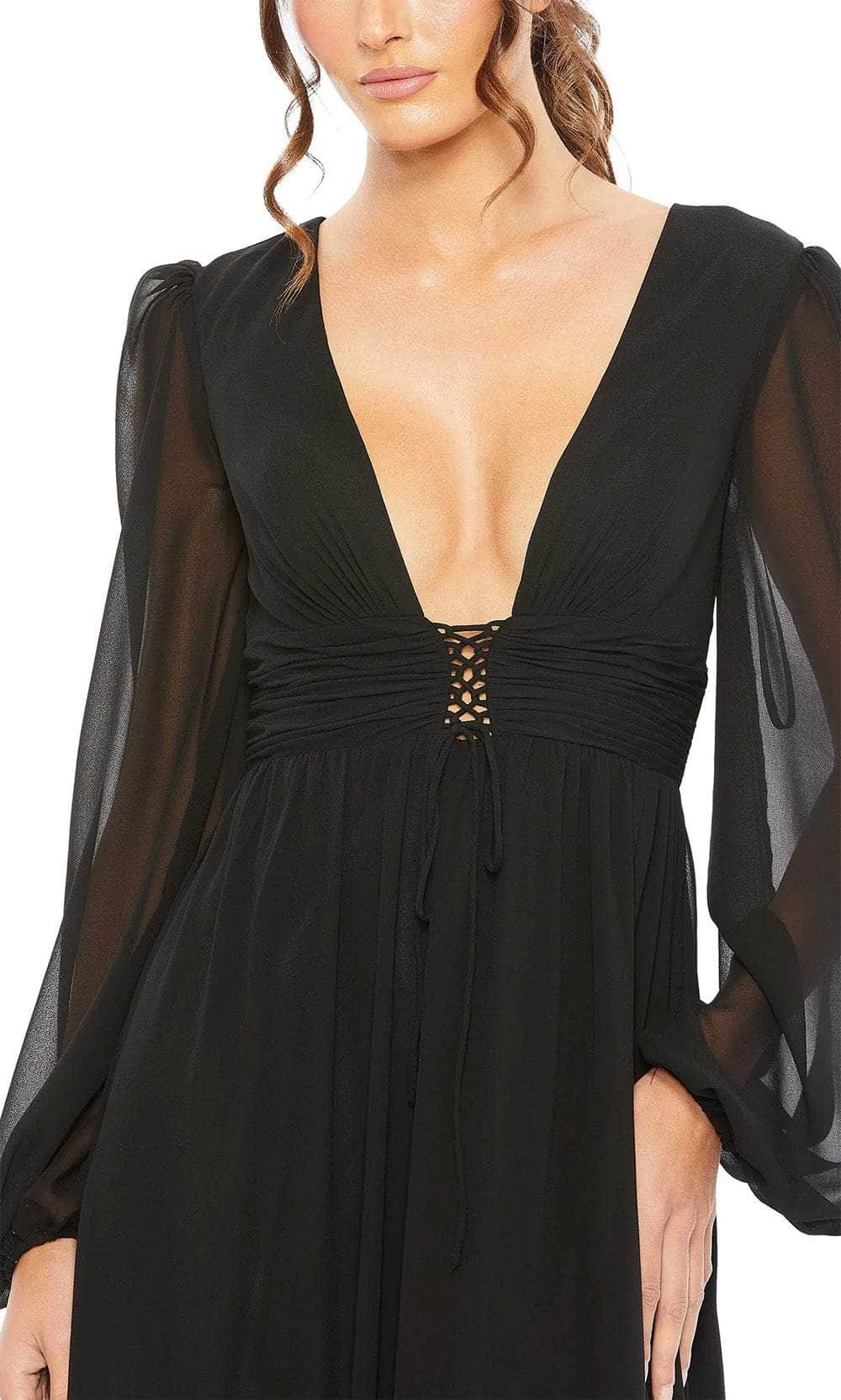 Plunging Lace Up Evening Dress