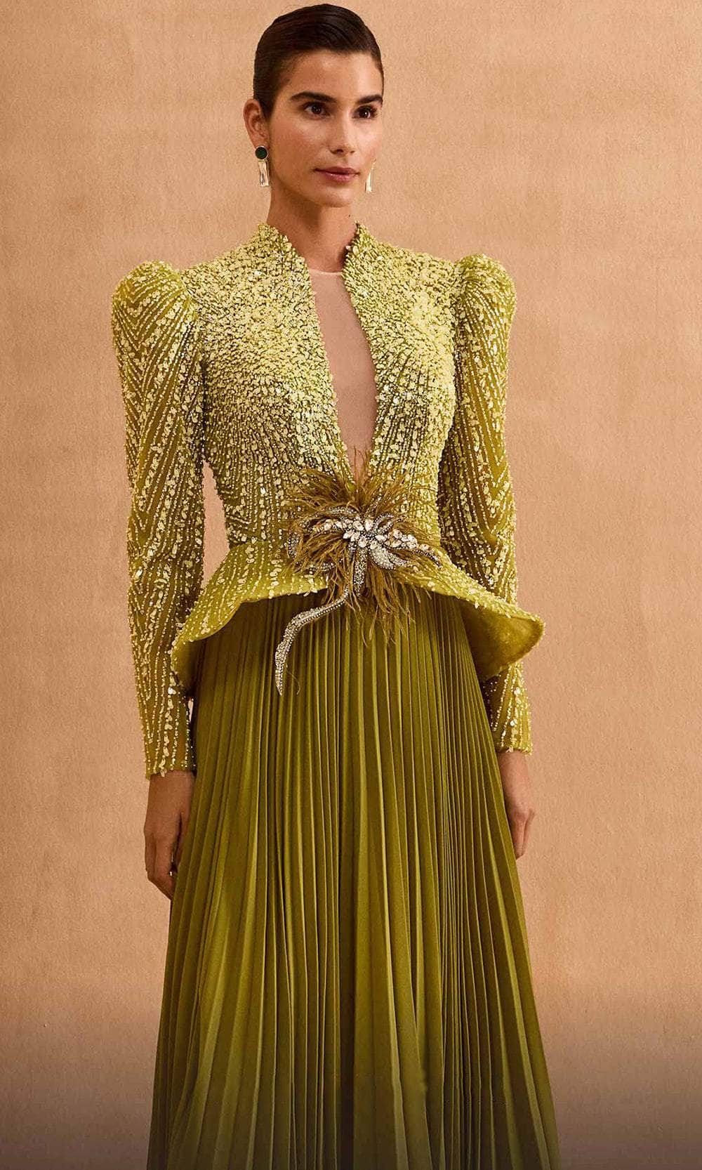 Beaded Peplum Evening Dress