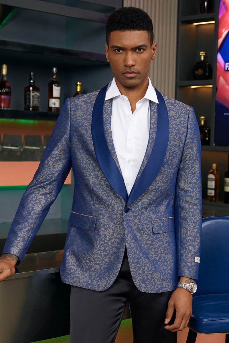 Men’s Stacy Adam’s Slim Fit Paisley Prom Tuxedo in Blue