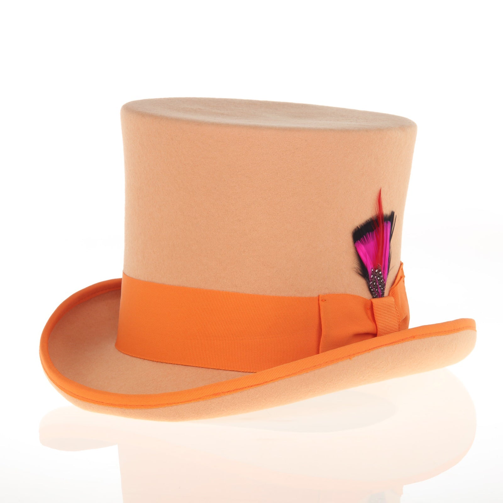 Men’s Tall 100% Wool Dress Top Hat in Orange