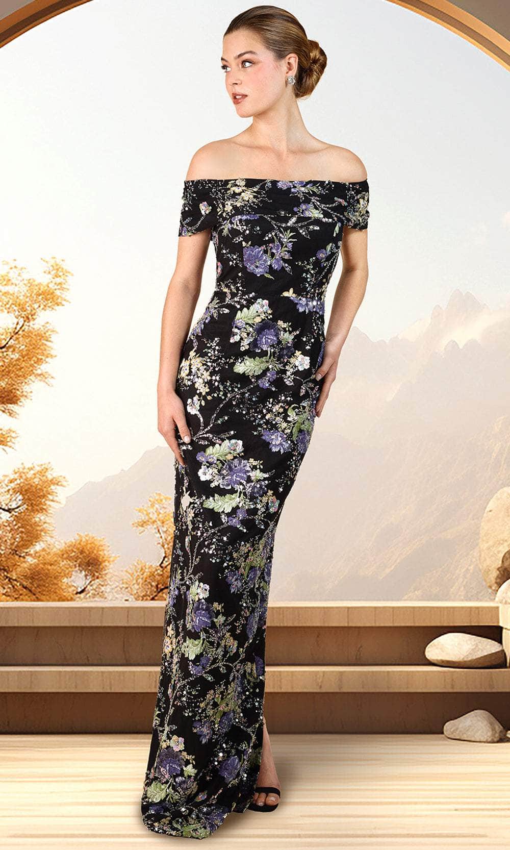 Floral Sheath Evening Dress