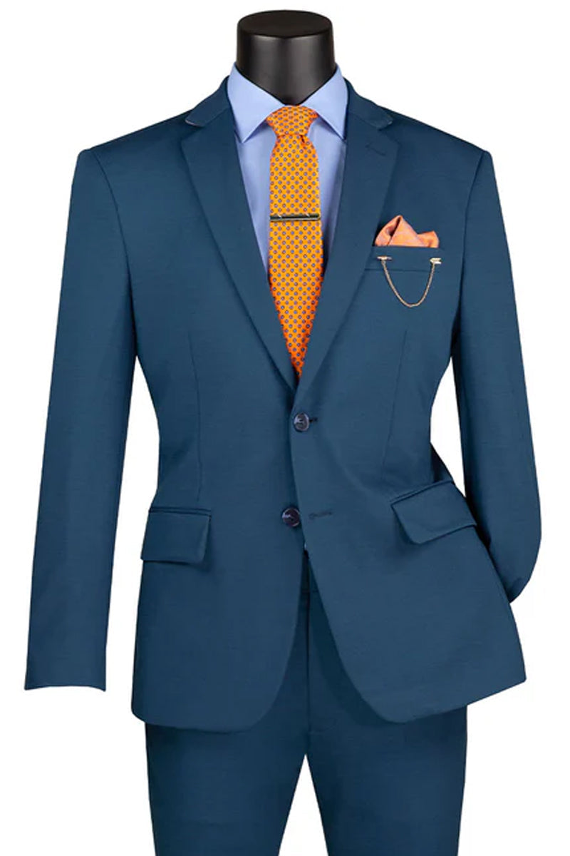 Men’s Basic Slim Fit Ultra Stretch Wedding Suit in Teal Green