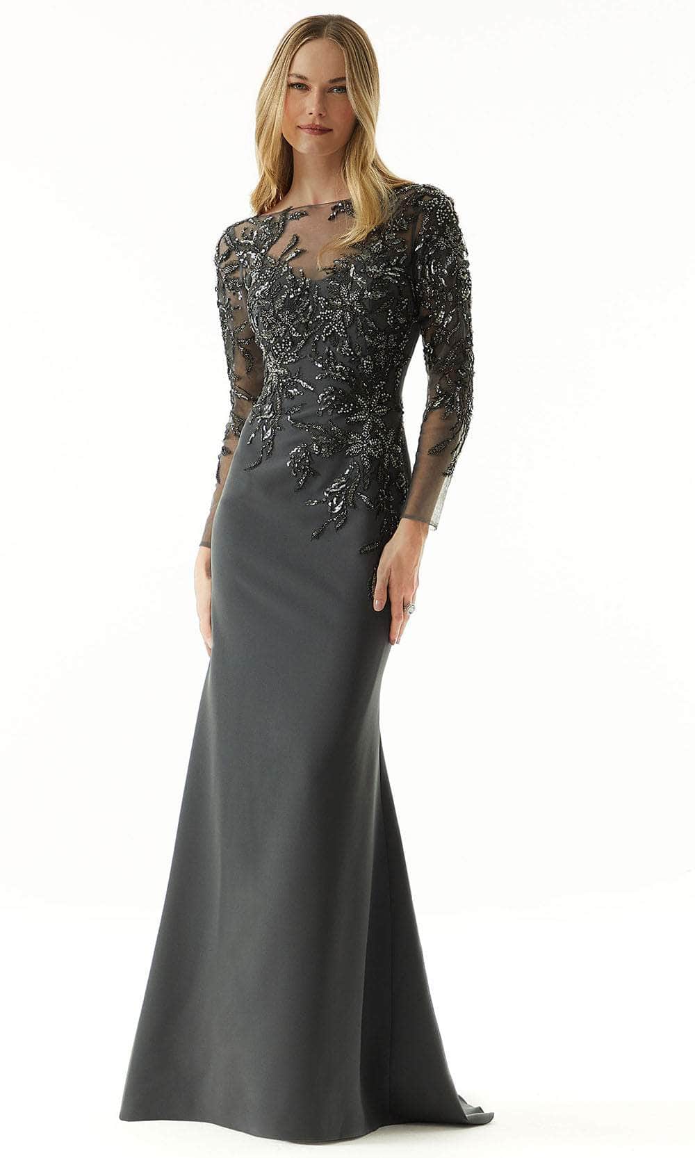 Beaded Metallic Evening Dress