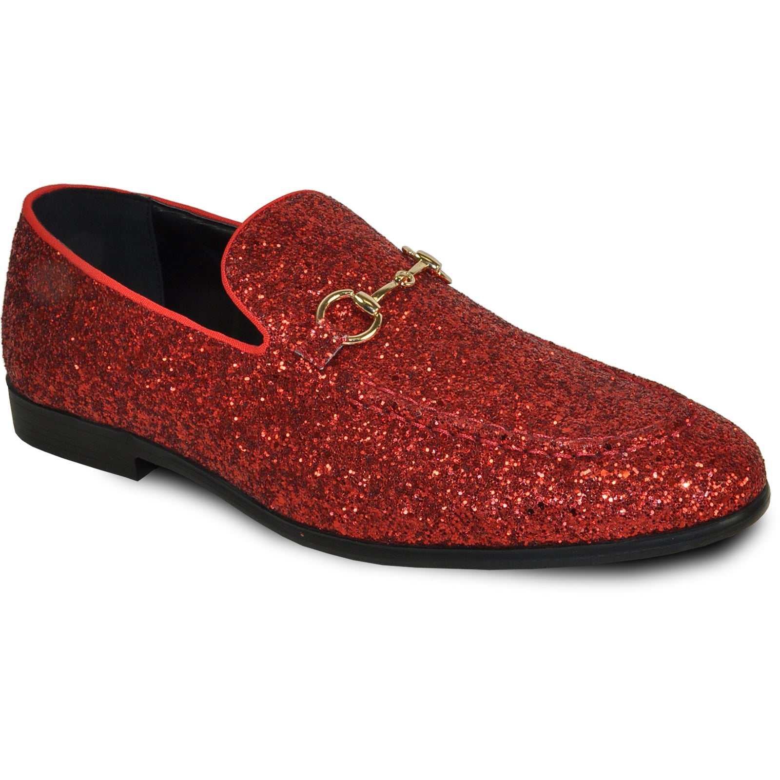 Mens Modern Glitter Sequin Prom Tuxedo Loafer in Red
