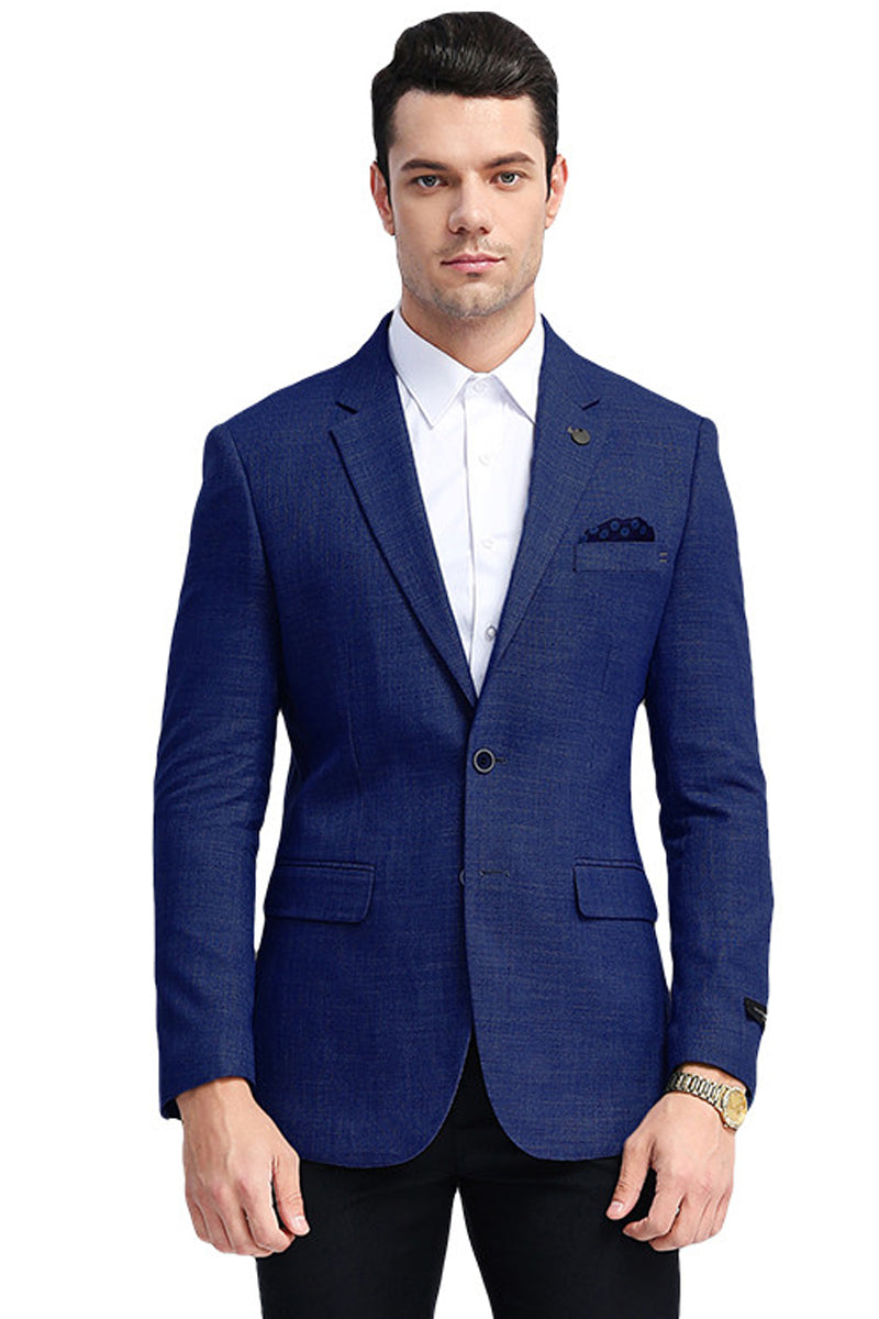 Men’s Slim Fit Casual Summer Sport Coat in Navy Blue