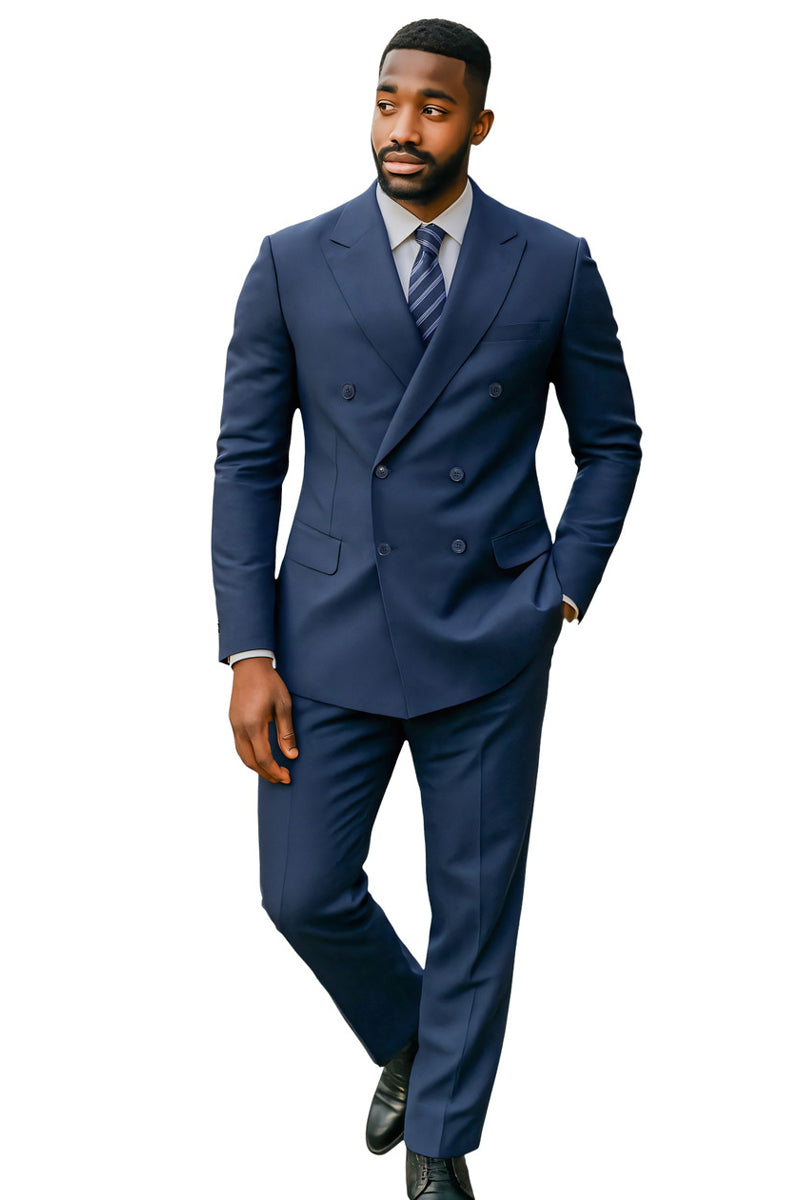 Men’s Tailored Fit Double Breasted Suit in Navy
