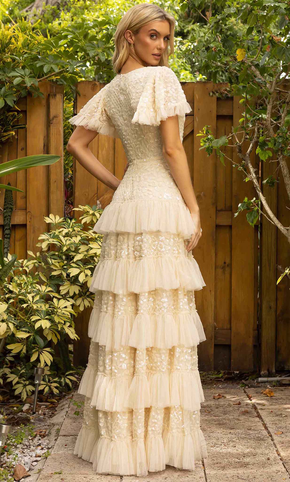 Tiered A-line Embellished Dress