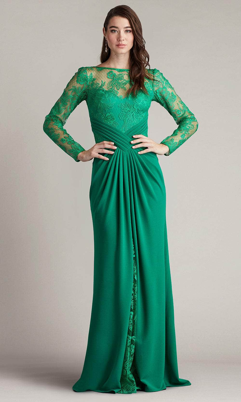 Illusion Bateau Embroidered Formal Gown