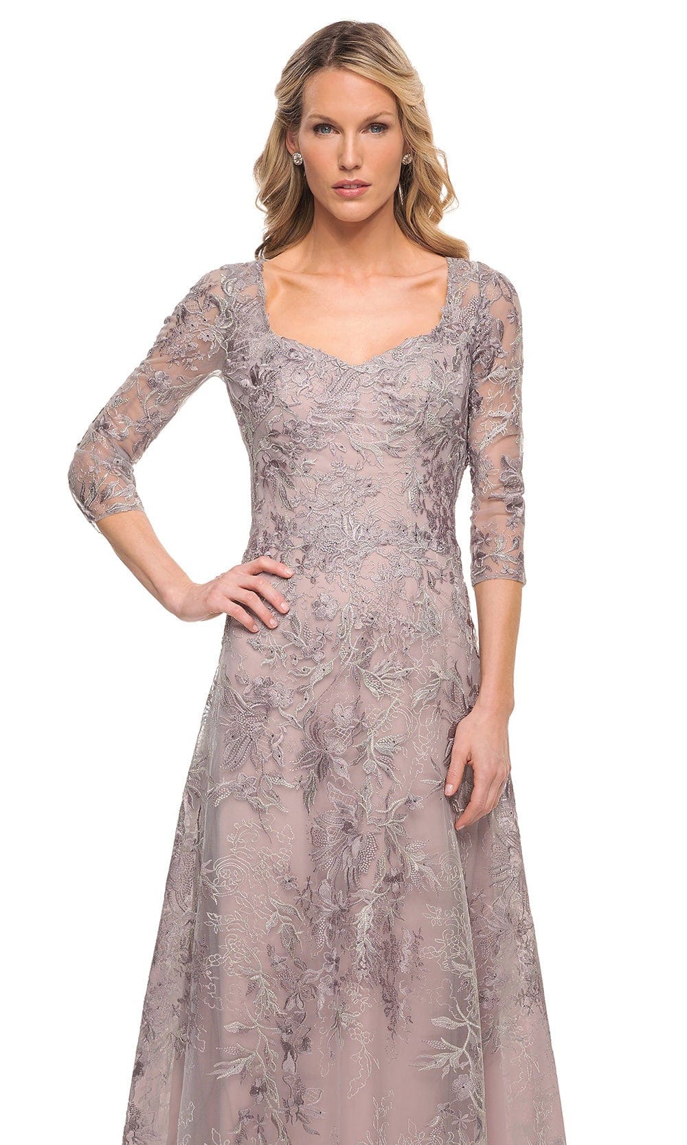 Embroidered Sheer Mother of the Groom Sheath Dress