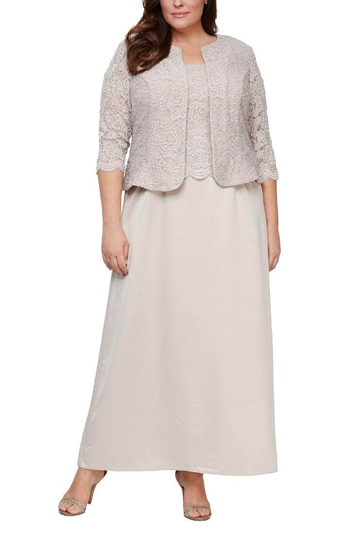 84122326 Scallop Trimmed Bodice Laced Dress