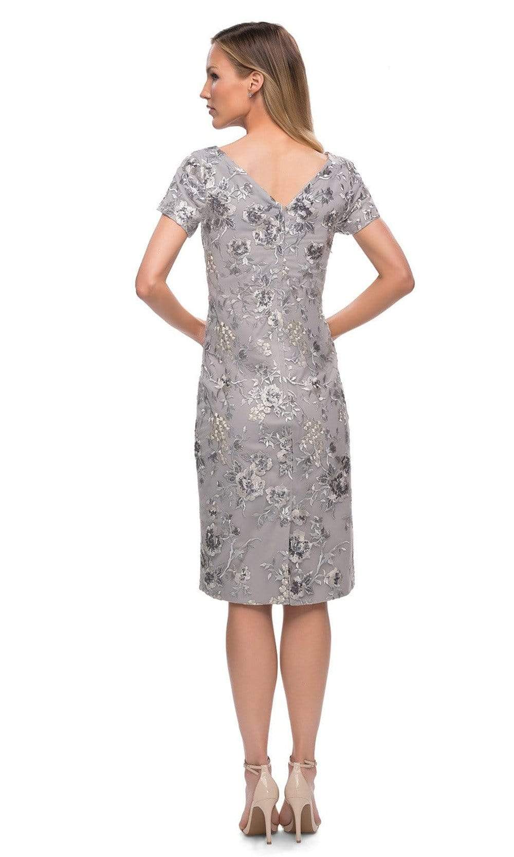 29824 Short Sleeve Floral Embroidered Midi Dress