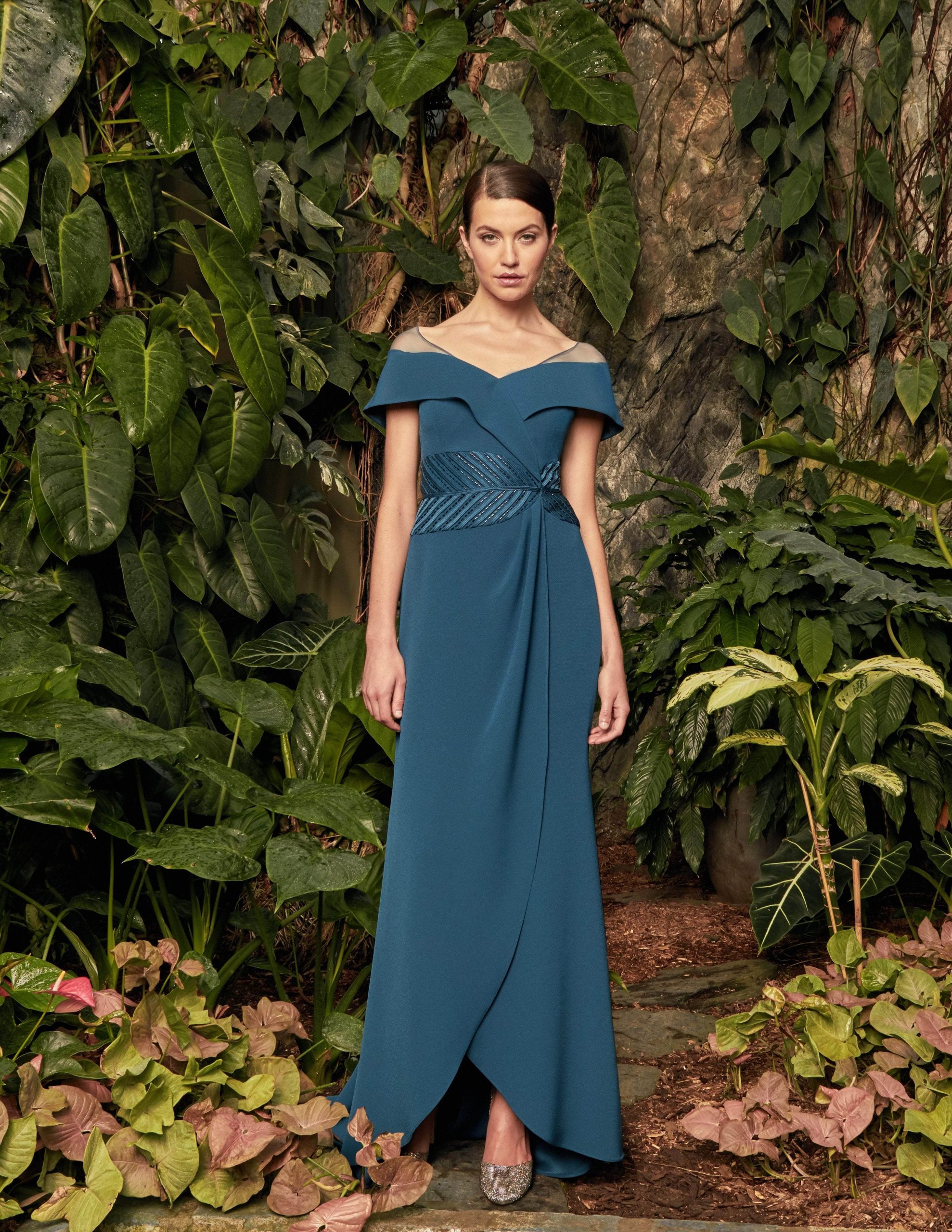 Draped Off Shoulder Sheath Dress 953