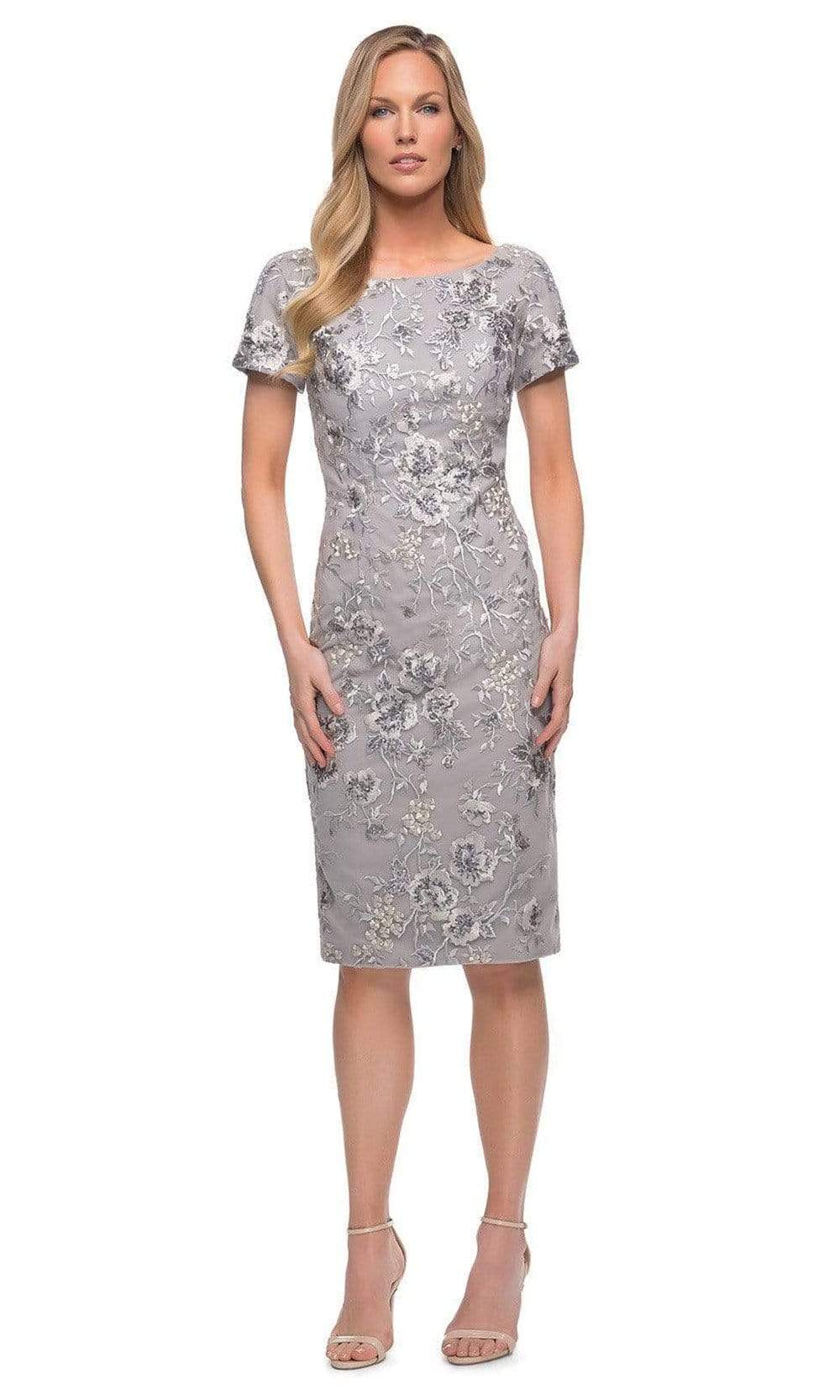 29824 Short Sleeve Floral Embroidered Midi Dress