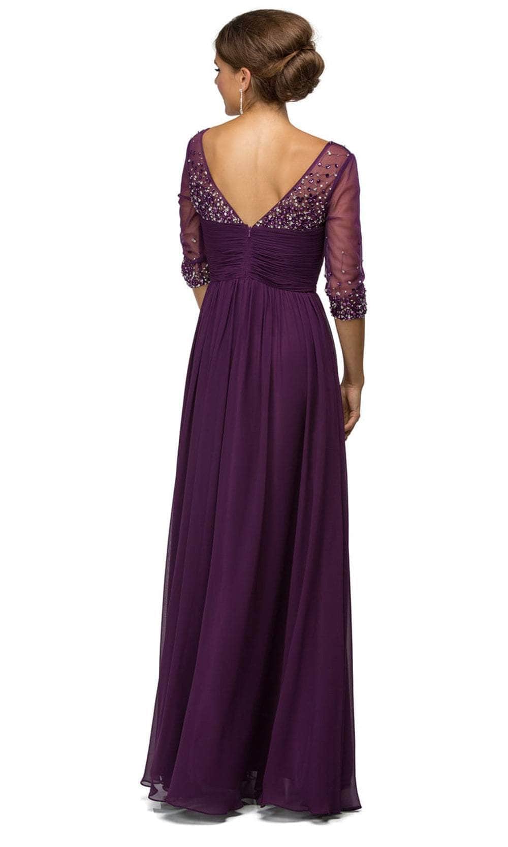 Bejeweled V-Neck Long Dress