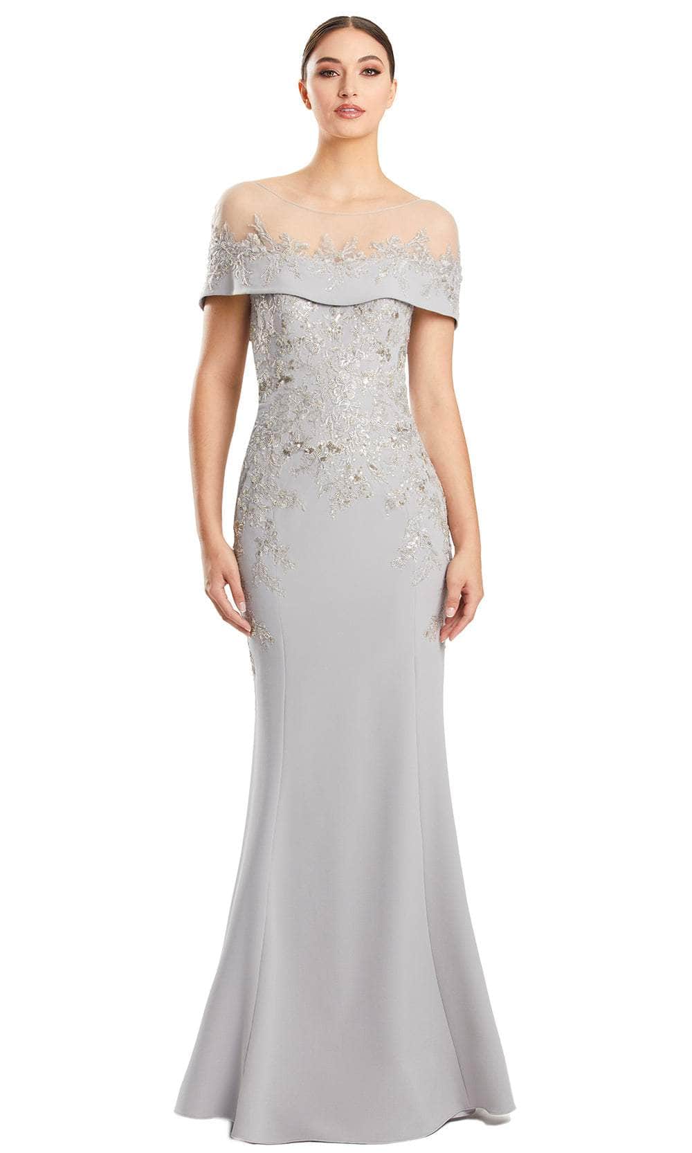 Embroidered Illusion Mother of the Bride Dress