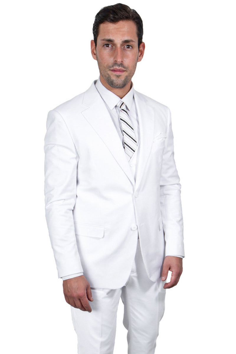 Men’s Two Button Vested Stacy Adams Basic Suit in White