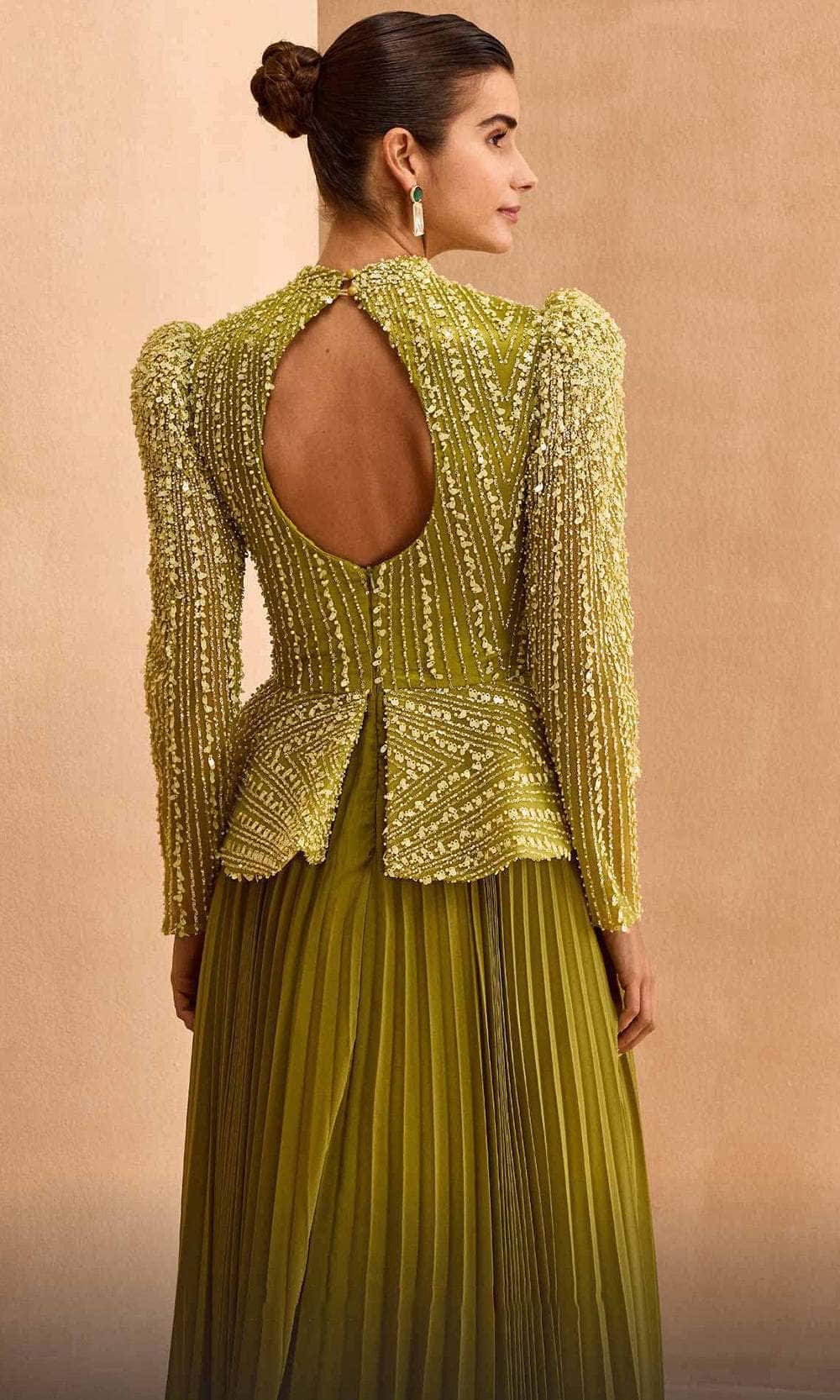 Beaded Peplum Evening Dress