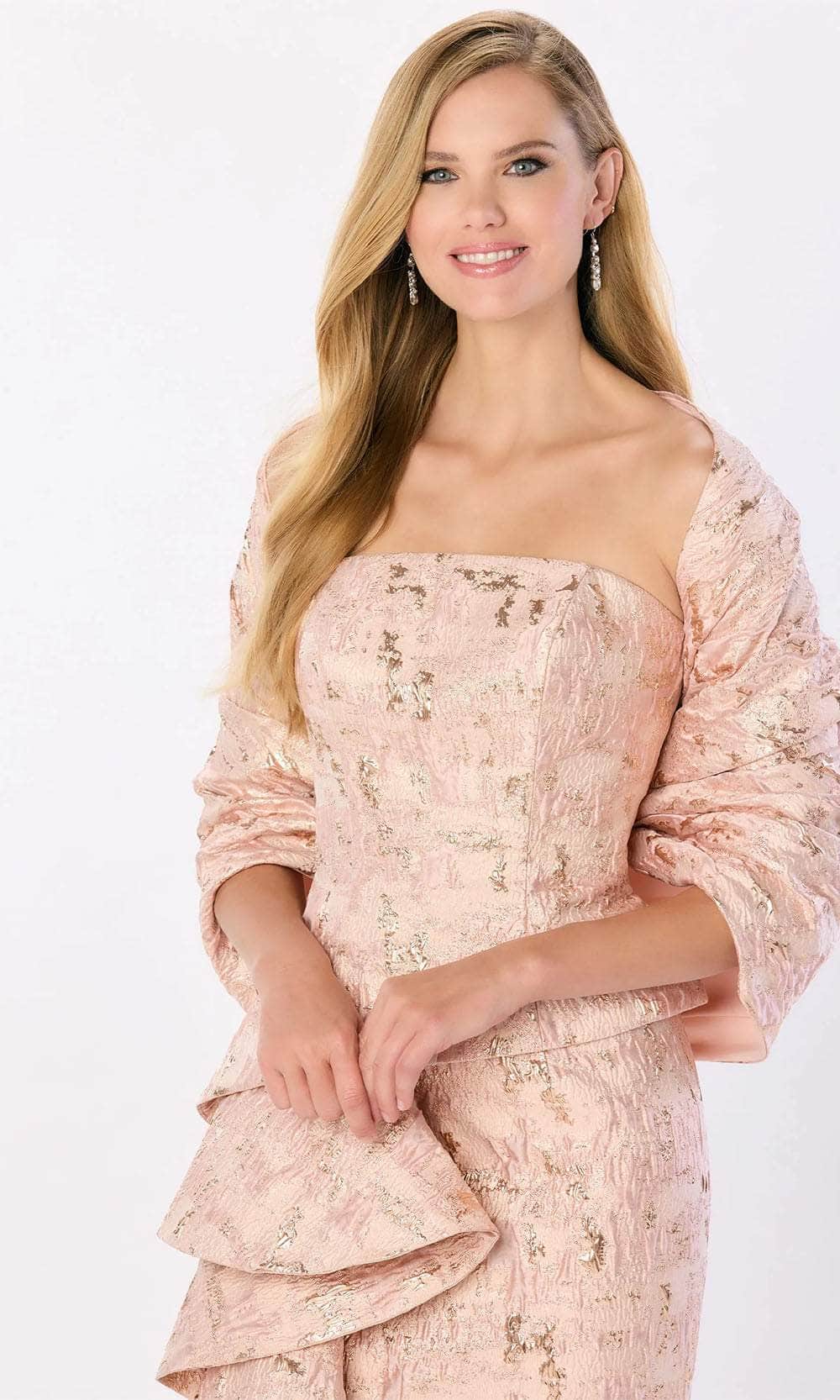 Ruffle Detailed Straight Neck Gown