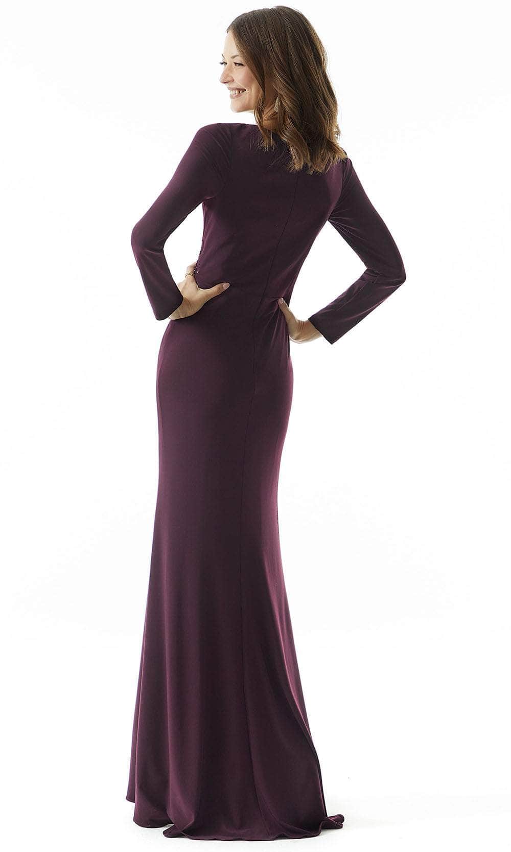 Long Sleeve V-Neck Evening Dress