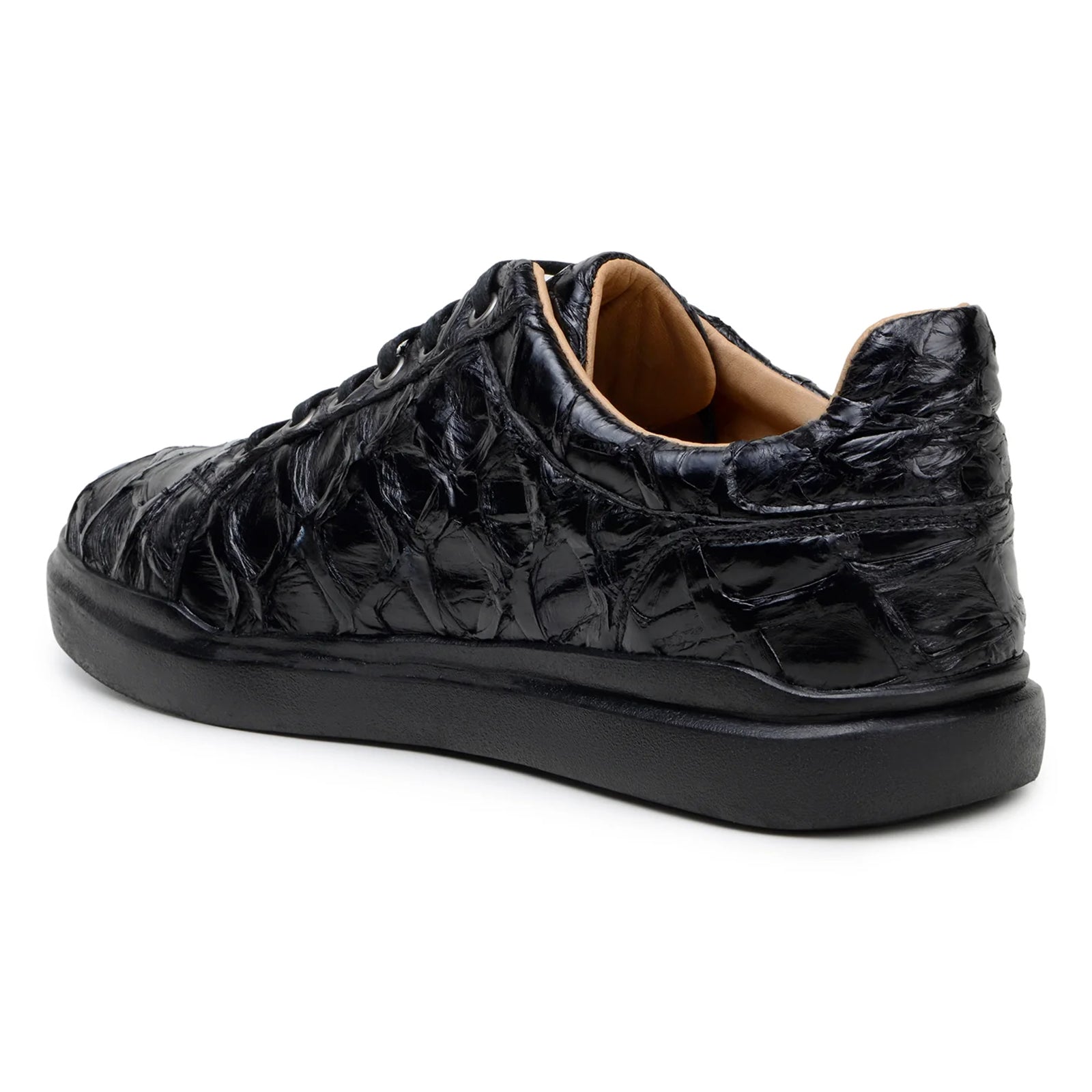 Men’s Belvedere Kingstone Genuine Pirarucu Dress Sneaker in Black