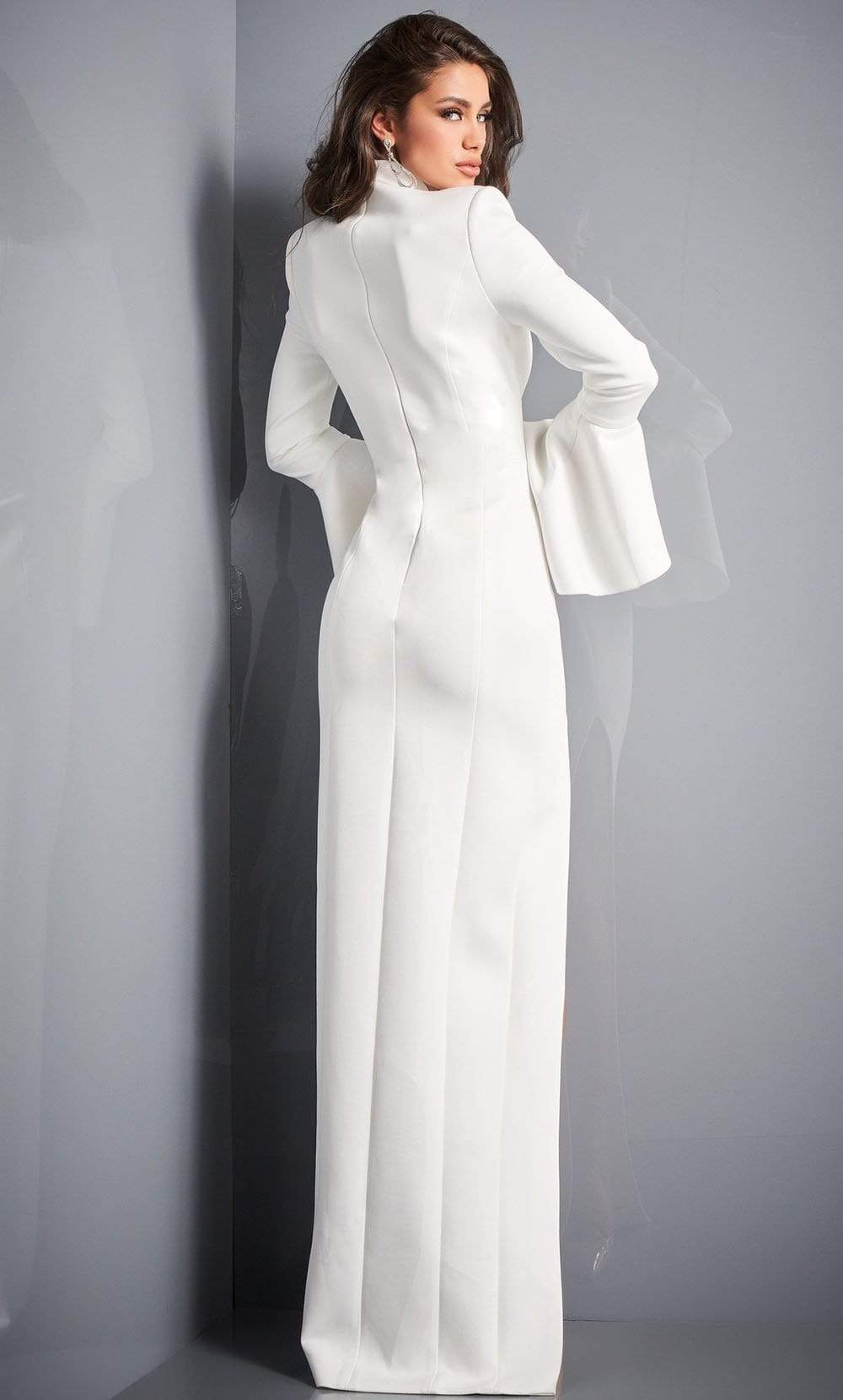 04240 Bell Sleeve High Slit Scuba Evening Dress